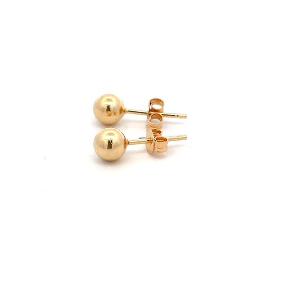 18K Gold Earrings Stud Balls Polished Small 1.55 grams - Picture 3 of 9